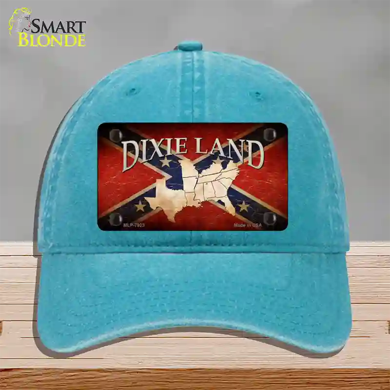 Dixie Land Novelty License Plate Hat Unconstructed Cotton / Lake Blue