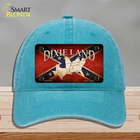 Dixie Land Novelty License Plate Hat Unconstructed Cotton / Lake Blue