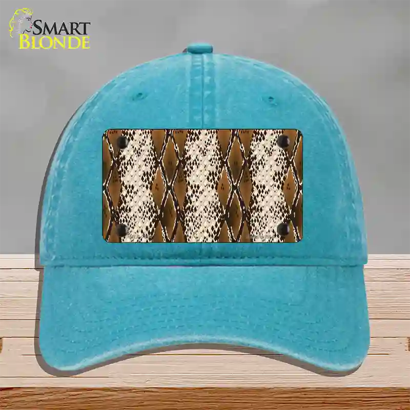 Snake Print Novelty License Plate Hat Unconstructed Cotton / Lake Blue