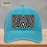 Zebra Print Novelty License Plate Hat Unconstructed Cotton / Lake Blue