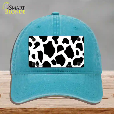 Cow Print Novelty License Plate Hat Unconstructed Cotton / Lake Blue