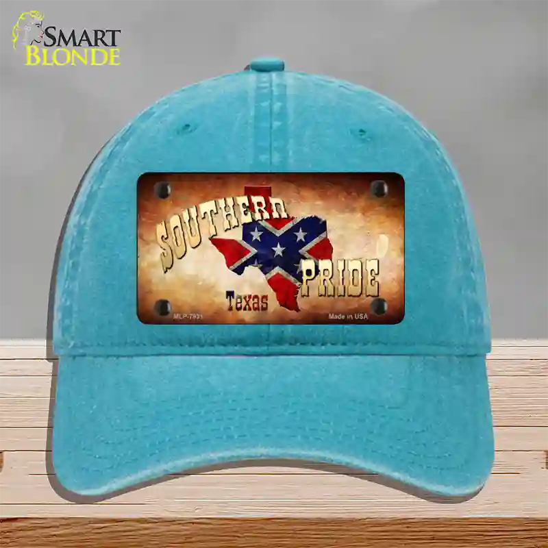 Southern Pride Texas Novelty License Plate Hat Unconstructed Cotton / Lake Blue