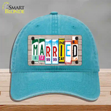 Married Wood License Plate Art Novelty License Plate Hat Unconstructed Cotton / Lake Blue