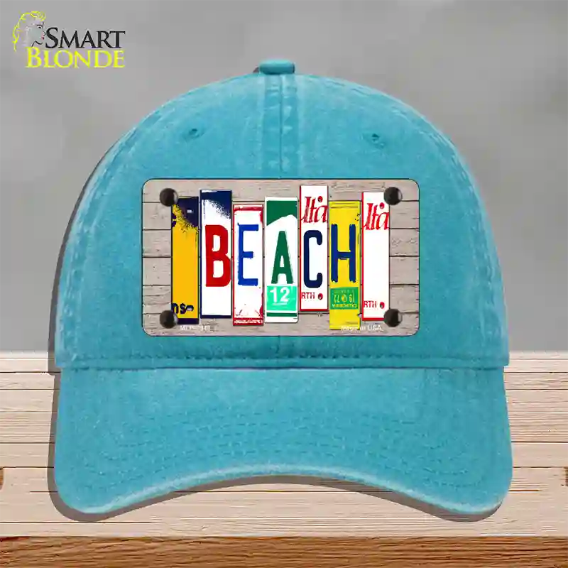 Beach Wood License Plate Art Novelty License Plate Hat Unconstructed Cotton / Lake Blue