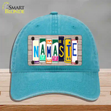 Namaste Wood License Plate Art Novelty License Plate Hat Unconstructed Cotton / Lake Blue