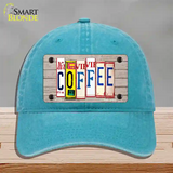 Coffee Wood License Plate Art Novelty License Plate Hat Unconstructed Cotton / Lake Blue