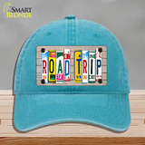 Road Trip Wood License Plate Art Novelty License Plate Hat Unconstructed Cotton / Lake Blue