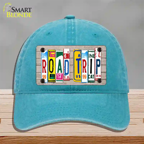 Road Trip Wood License Plate Art Novelty License Plate Hat Unconstructed Cotton / Lake Blue