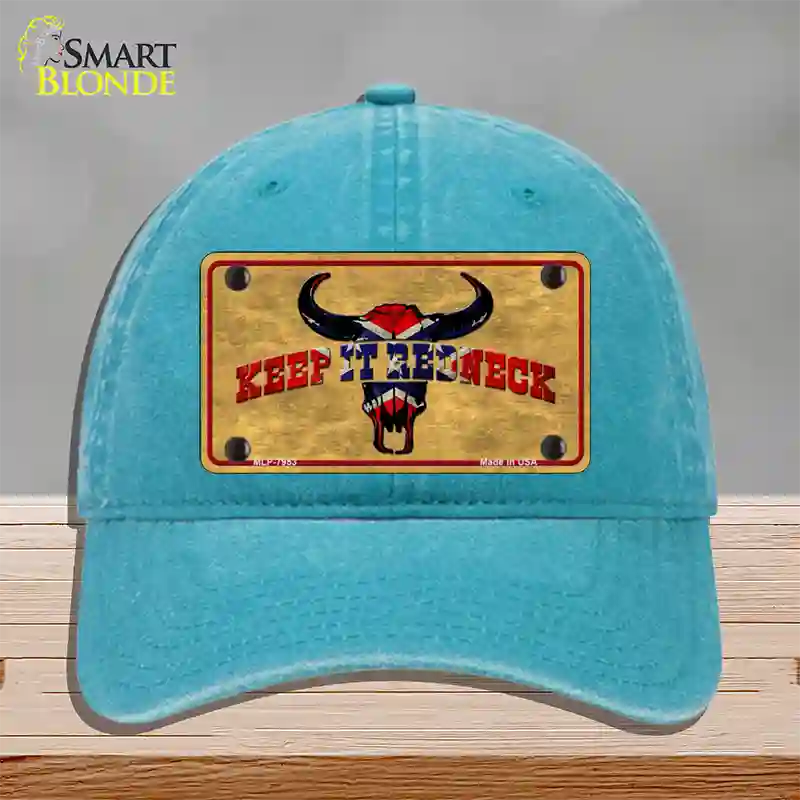 Keep It Redneck Novelty License Plate Hat Unconstructed Cotton / Lake Blue