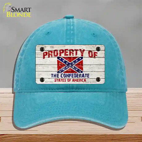 Property Of Confederate States Novelty License Plate Hat Unconstructed Cotton / Lake Blue