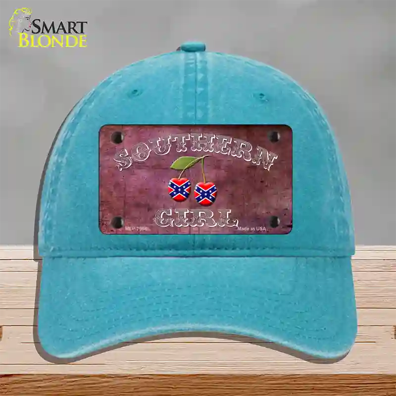 Southern Girl Novelty License Plate Hat Unconstructed Cotton / Lake Blue