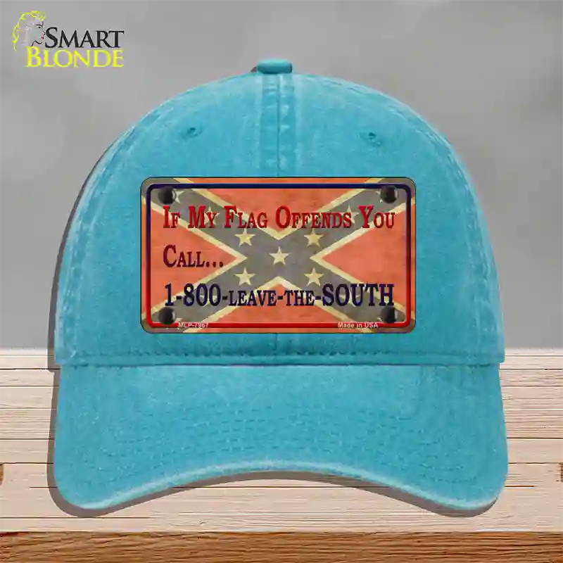 Leave The South Novelty License Plate Hat Unconstructed Cotton / Lake Blue