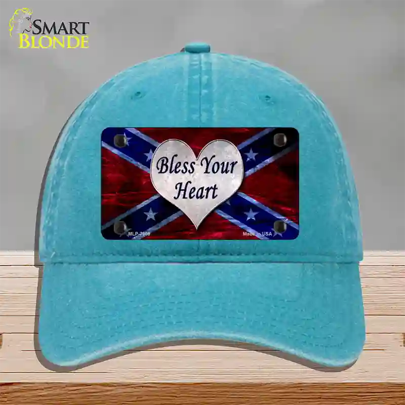 Bless Your Heart Novelty License Plate Hat Unconstructed Cotton / Lake Blue