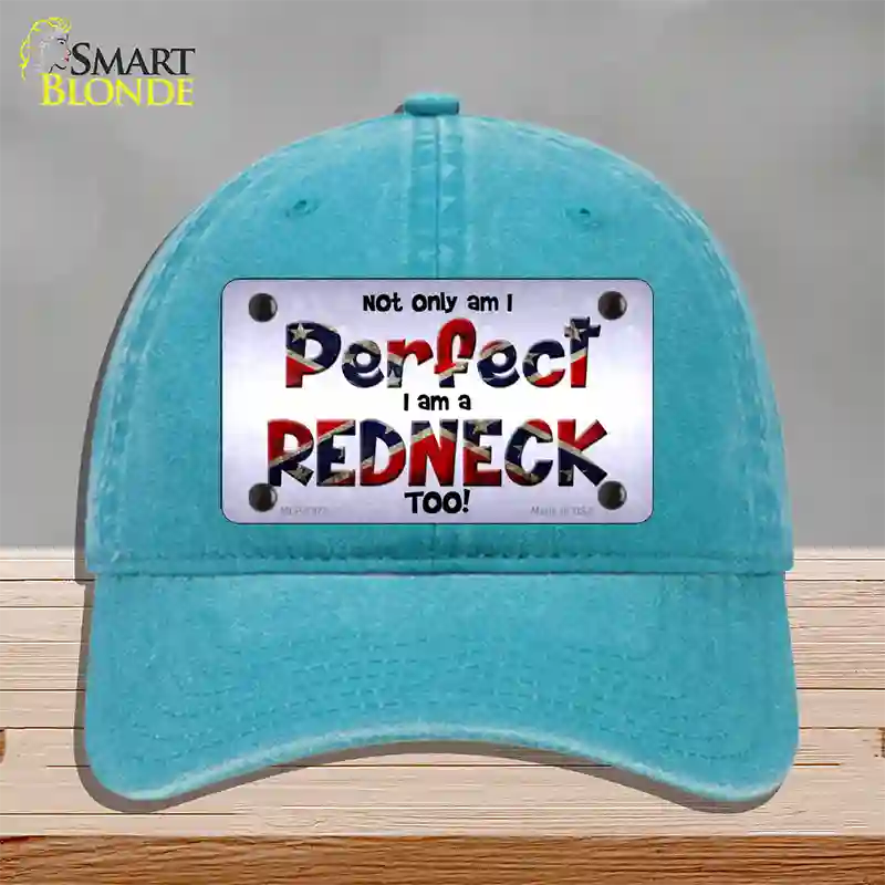 Perfect Redneck Novelty License Plate Hat Unconstructed Cotton / Lake Blue