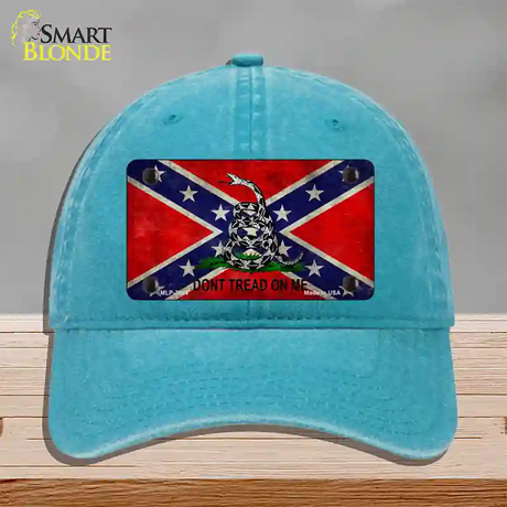 Confederate Dont Tread Novelty License Plate Hat Unconstructed Cotton / Lake Blue