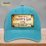 Country Gal Wrong Novelty License Plate Hat Unconstructed Cotton / Lake Blue