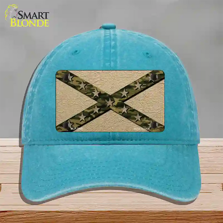 Confederate Stripes Camo Novelty License Plate Hat Unconstructed Cotton / Lake Blue