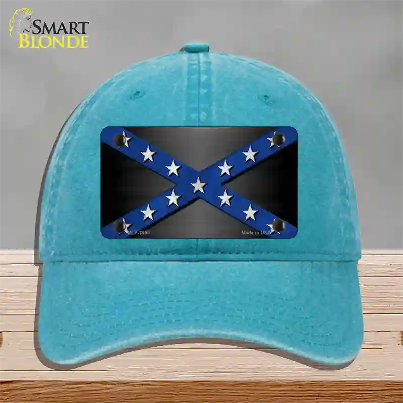 Confederate Stripes Blue Novelty License Plate Hat Unconstructed Cotton / Lake Blue