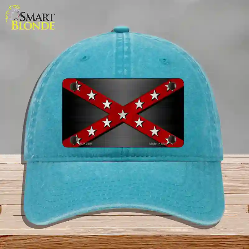 Confederate Stripes Red Novelty License Plate Hat Unconstructed Cotton / Lake Blue