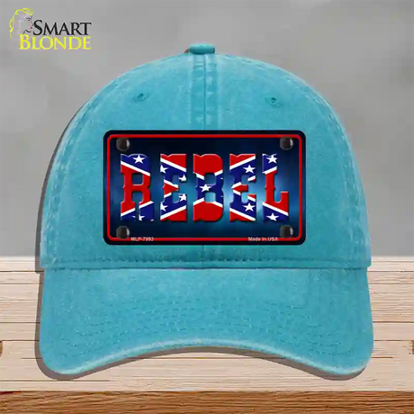 Rebel Novelty License Plate Hat Unconstructed Cotton / Lake Blue