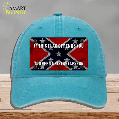 History Lesson Novelty License Plate Hat Unconstructed Cotton / Lake Blue