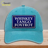 Whiskey Tango Foxtrot Novelty License Plate Hat Unconstructed Cotton / Lake Blue