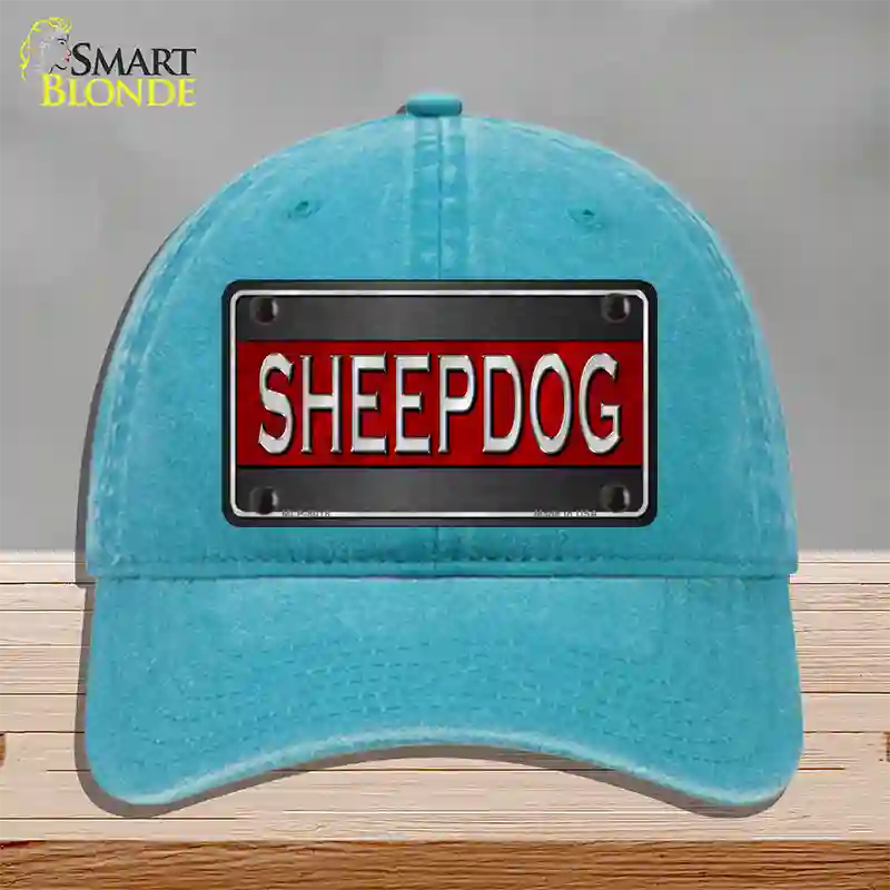 Sheepdog Thin Red Line Novelty License Plate Hat Unconstructed Cotton / Lake Blue