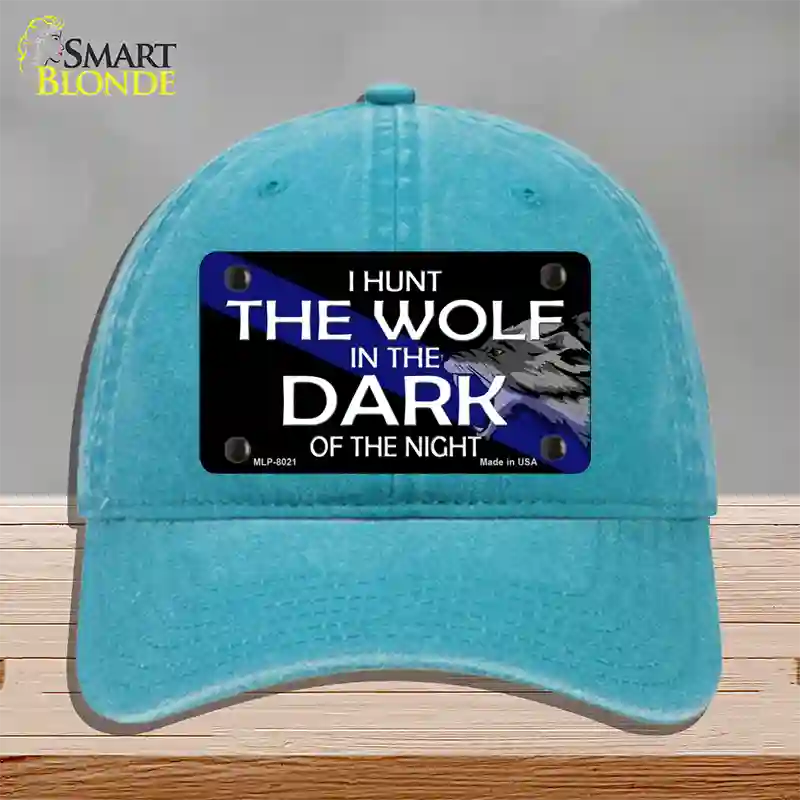 Hunt The Wolf Novelty License Plate Hat Unconstructed Cotton / Lake Blue