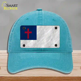 Christian Flag Novelty License Plate Hat Unconstructed Cotton / Lake Blue