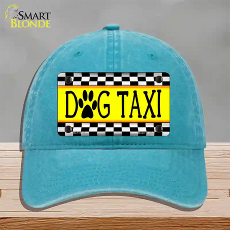 Dog Taxi Novelty License Plate Hat Unconstructed Cotton / Lake Blue