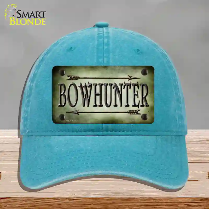 Bowhunter Novelty License Plate Hat Unconstructed Cotton / Lake Blue