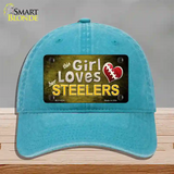 This Girl Loves Her Steelers Novelty License Plate Hat Unconstructed Cotton / Lake Blue