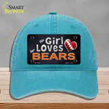 This Girl Loves Her Bears Novelty License Plate Hat Unconstructed Cotton / Lake Blue