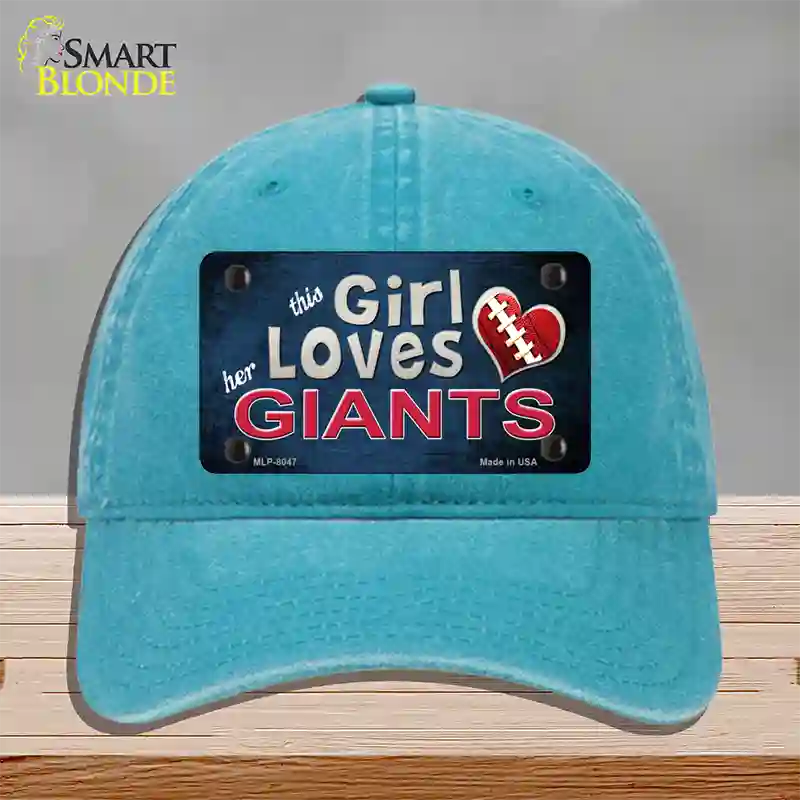 This Girl Loves Her Giants Novelty License Plate Hat Unconstructed Cotton / Lake Blue