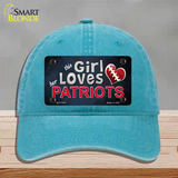 This Girl Loves Her Patriots Novelty License Plate Hat Unconstructed Cotton / Lake Blue