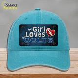 This Girl Loves Her Colts Novelty License Plate Hat Unconstructed Cotton / Lake Blue