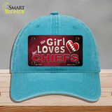 This Girl Loves Her Chiefs Novelty License Plate Hat Unconstructed Cotton / Lake Blue