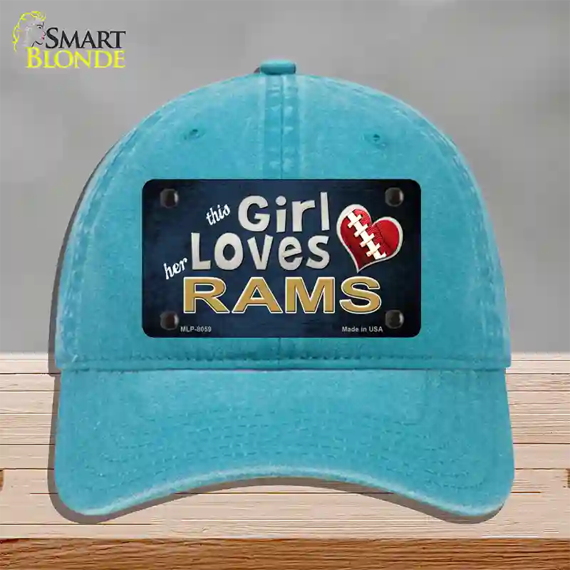 This Girl Loves Her Rams Novelty License Plate Hat Unconstructed Cotton / Lake Blue