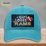 This Girl Loves Her Rams Novelty License Plate Hat Unconstructed Cotton / Lake Blue