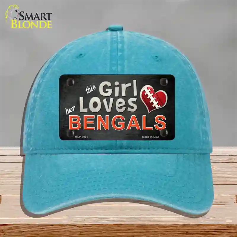 This Girl Loves Her Bengals Novelty License Plate Hat Unconstructed Cotton / Lake Blue