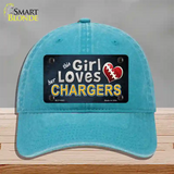 This Girl Loves Her Chargers Novelty License Plate Hat Unconstructed Cotton / Lake Blue