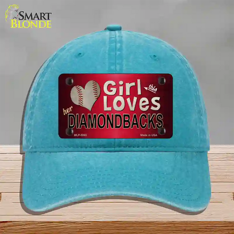 This Girl Loves Her Diamondbacks Novelty License Plate Hat Unconstructed Cotton / Lake Blue