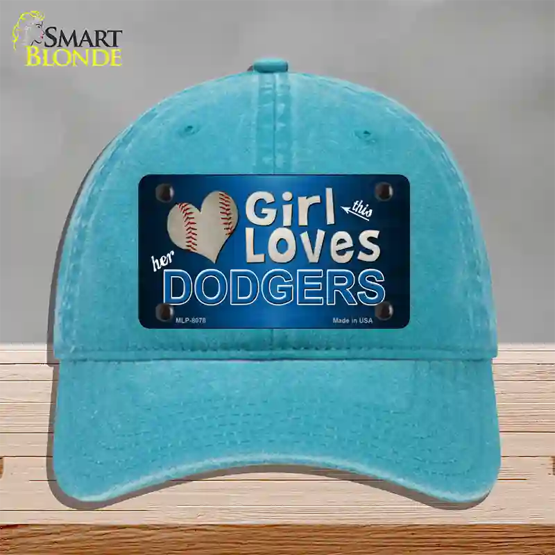 This Girl Loves Her Dodgers Novelty License Plate Hat Unconstructed Cotton / Lake Blue