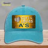 This Girl Loves Her Athletics Novelty License Plate Hat Unconstructed Cotton / Lake Blue