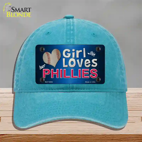 This Girl Loves Her Phillies Novelty License Plate Hat Unconstructed Cotton / Lake Blue