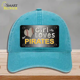 This Girl Loves Her Pirates Novelty License Plate Hat Unconstructed Cotton / Lake Blue