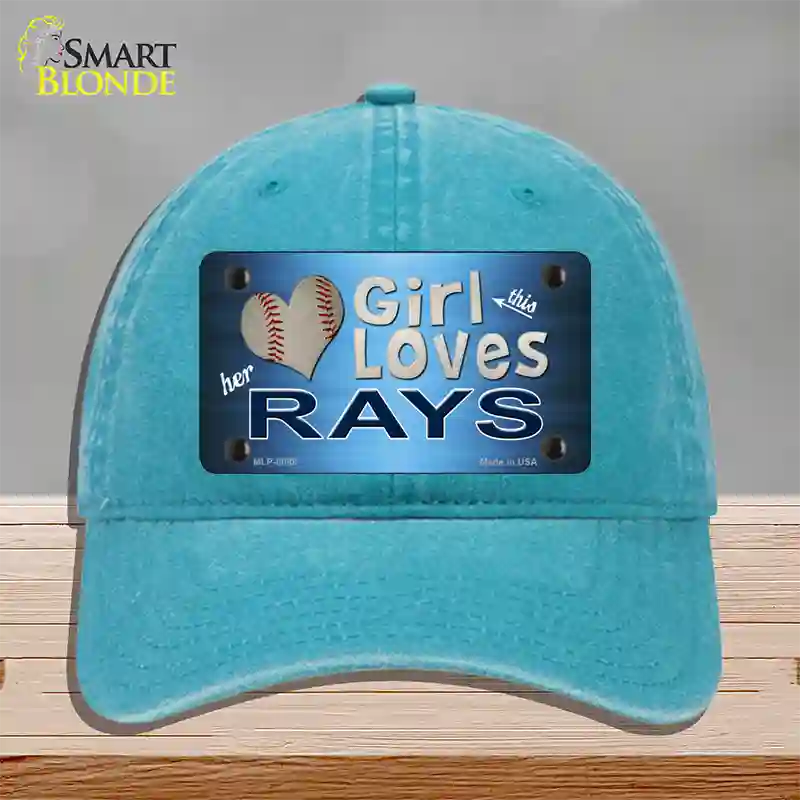 This Girl Loves Her Rays Novelty License Plate Hat Unconstructed Cotton / Lake Blue