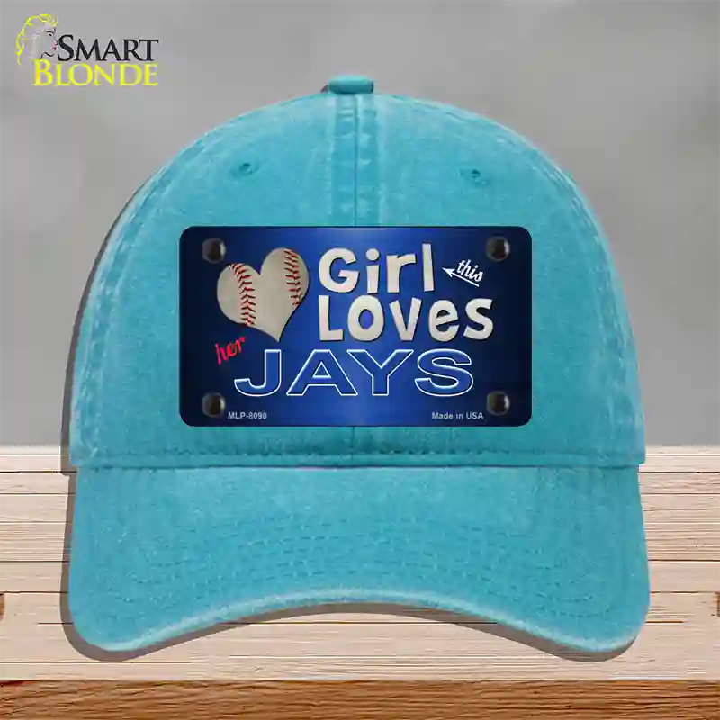 This Girl Loves Her Jays Novelty License Plate Hat Unconstructed Cotton / Lake Blue