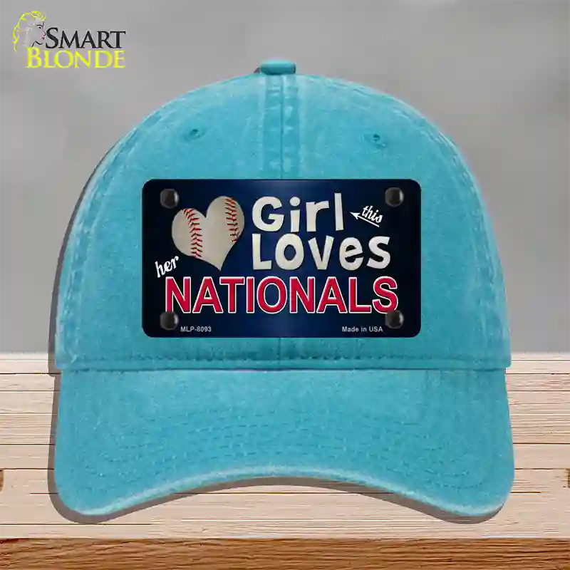 This Girl Loves Her Nationals Novelty License Plate Hat Unconstructed Cotton / Lake Blue