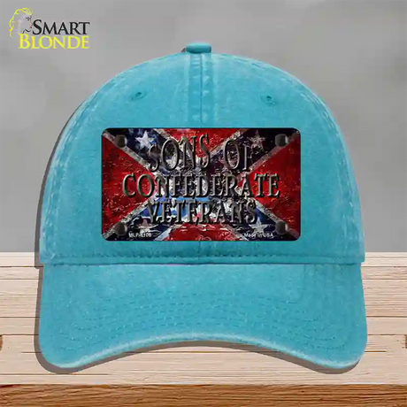 Sons Of Confederate Veterans Novelty License Plate Hat Unconstructed Cotton / Lake Blue